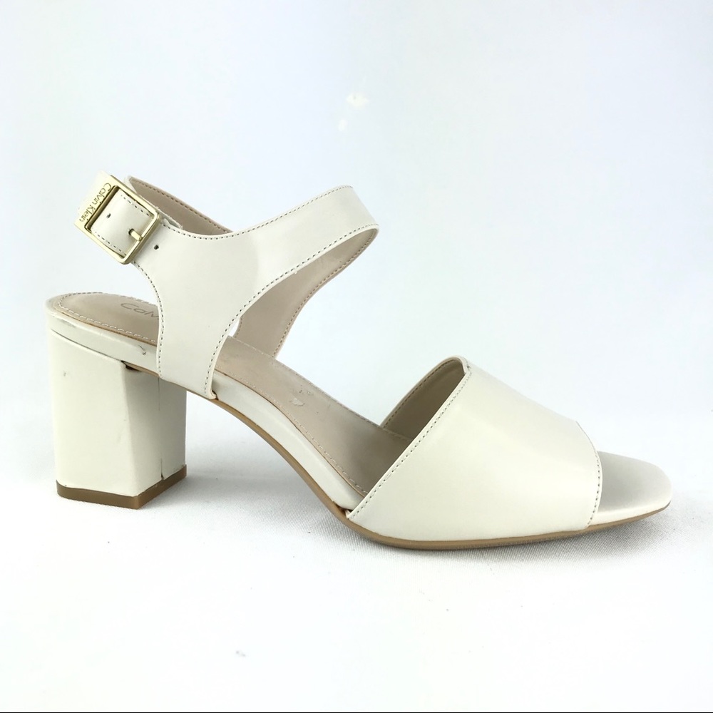 Calvin Klein Charmain Block Heel Sandal White 7.5 NWT
